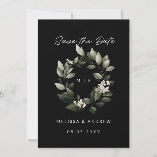 Faire-part Sauvegarder la date verte Wreath (Devant)