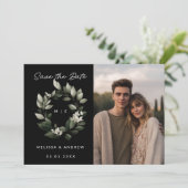 Faire-part Sauvegarder la date verte Wreath (Debout devant)