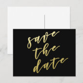 Faire-part Sauver la date | Carte postale à l'écriture noir e (Devant / Derrière)