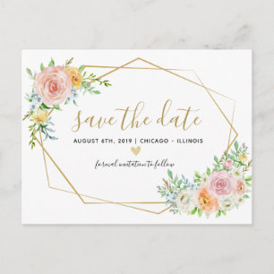 Faire-part Sauvez la carte postale florale de rose