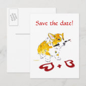 Faire-part Save the date! Carte postale Corgi (Devant / Derrière)