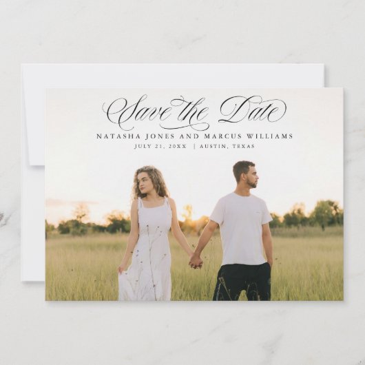 Faire-part Save The Date Classic Script Full Bleed Wedding (Devant)