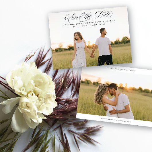 Faire-part Save The Date Classic Script Full Bleed Wedding