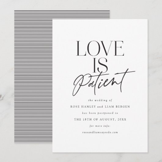 Faire-part Scénario Amour Mariage Report Changer la date (Devant / Derrière)