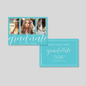 Faire-part Scénario Diplômé 3-Photo Turquoise Remise des dipl