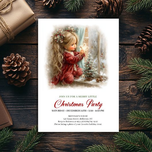 Faire-part Scène de Fêtes Rustique de Noël Étoile