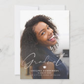 Faire-part Script 2 photo simple graduation tendance (Devant)