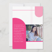 Faire-part Script Arc Deux Photo Moderne Pink Graduation (Dos)