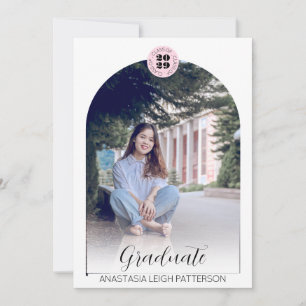 Faire-part Script Arc Deux Photo Moderne Pink Graduation