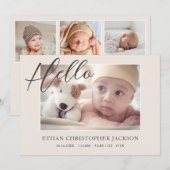 Faire-part Script Baby Photo Naissance moderne (Devant / Derrière)