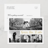 Faire-part Script Blanc Enregistrer La Carte Postale Collage  (Devant / Derrière)