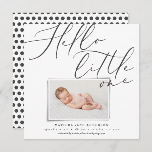 Faire-part Script bonjour petit un moderne 1 photo typographi