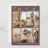 Faire-part Script bordeaux moderne chic 6 photos fiançailles (Devant)