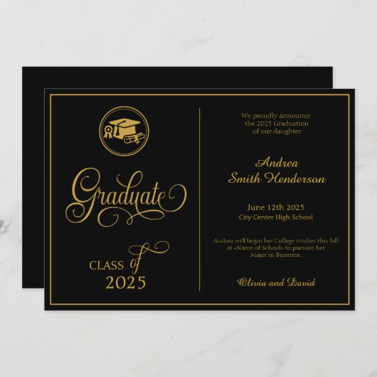 Faire-part Script classique élégant sans diplôme de photo (Devant / Derrière)