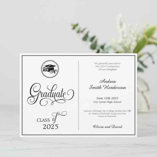 Faire-part Script classique élégant sans diplôme de photo (Debout devant)