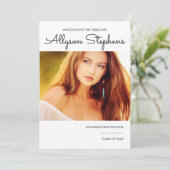 Faire-part Script Classique Simple Une Photo Blanc | Texte no (Debout devant)