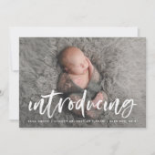 Faire-part Script de brosse moderne Introduire la photo naiss (Devant)