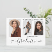 Faire-part Script de calligraphie moderne 3 photo Graduation (Debout devant)