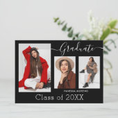 Faire-part Script de calligraphie moderne BxW 3 Diplôme photo (Debout devant)