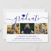 Faire-part Script de collage de photos bleu moderne pour la r (Devant)