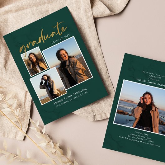 Faire-part Script de collage photo de remise de diplômes 4 Ve