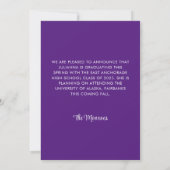 Faire-part Script de Diplômé Gras Royal Violet pour la Remise (Dos)