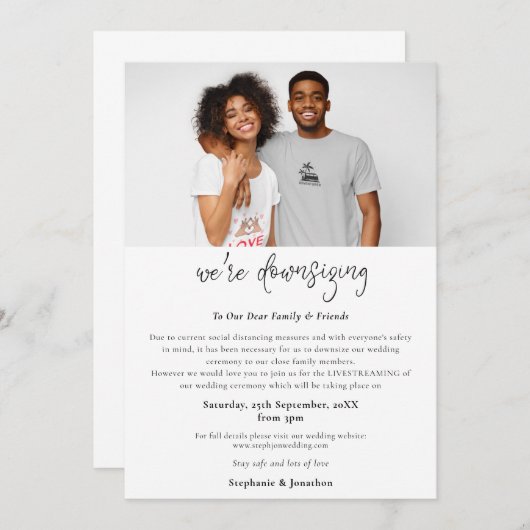 Faire-part Script de photo de réduction de mariage Moderne (Devant / Derrière)