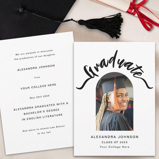 Faire-part Script de photos de remise de diplômes pour les di