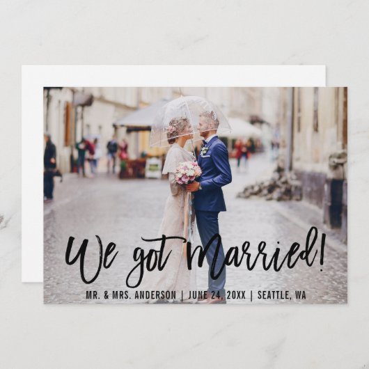 Faire-part Script de pinceau moderne Nous nous sommes mariés  (Devant / Derrière)