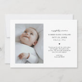 Faire-part Script de remerciement fantaisiste naissance blanc (Dos)