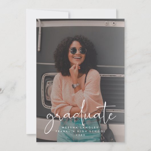 Faire-part Script décontracté Faux Vellum Diplôme Photo (Devant)