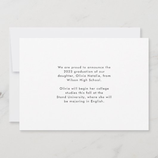 Faire-part Script Delicate Moderne Avec Deux Photos Graduatio (Dos)