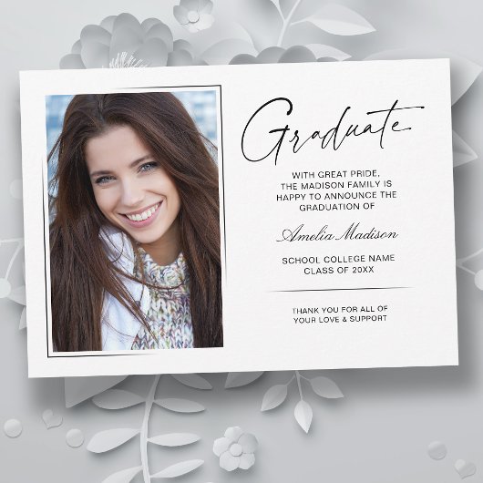 Faire-part Script d'encre manuscrite moderne Graduate 2 photo