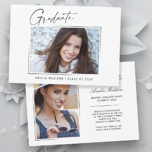 Faire-part Script d'encre unique minimal moderne Graduate 2 p