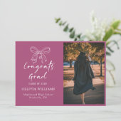 Faire-part Script écrit à la main simple bow Graduation (Debout devant)