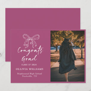 Faire-part Script écrit à la main simple bow Graduation