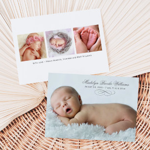 Faire-part Script Elegance Baby Girl Photo Overlay Naissance