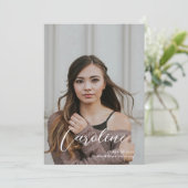 Faire-part Script élégant classe Deux diplômes photo (Debout devant)