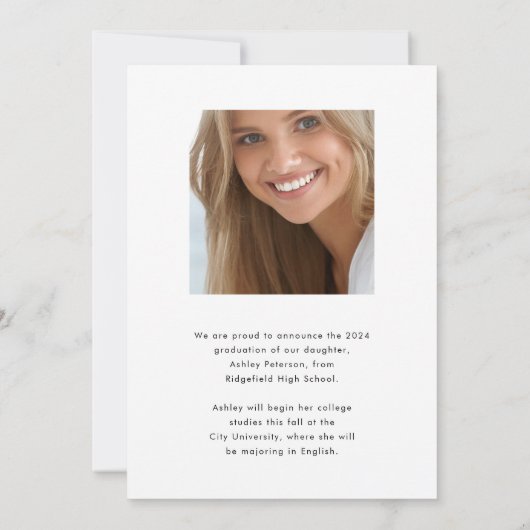 Faire-part Script élégant | Deux diplômes photo (Dos)