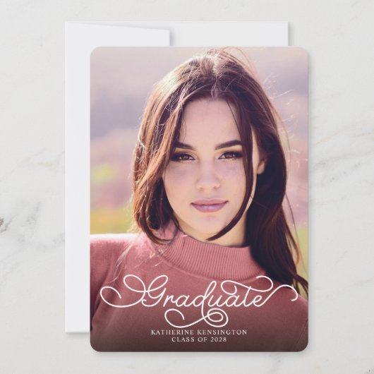 Faire-part Script élégant moderne Bourgogne - Diplôme photo (Devant)