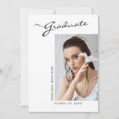 Faire-part Script élégant moderne photo simple | Graduation (Devant)
