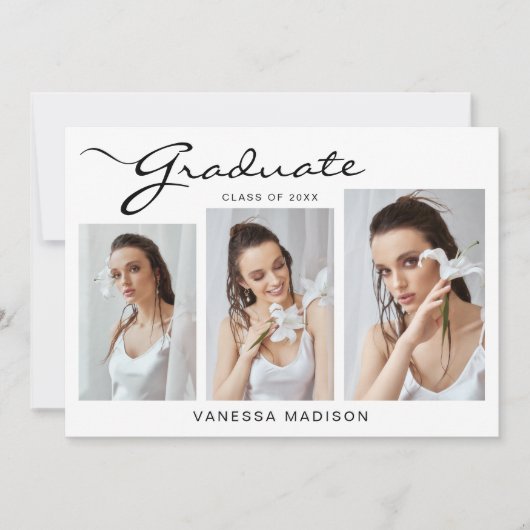 Faire-part Script élégant moderne simple | 3 Diplôme photo (Devant)