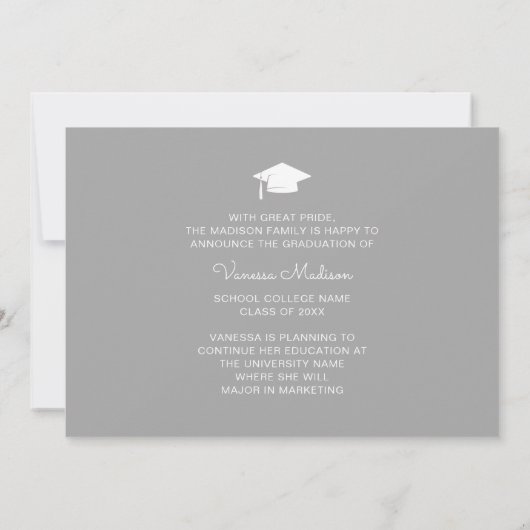 Faire-part Script élégant moderne simple | 3 Diplôme photo (Dos)