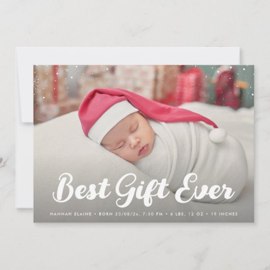 Faire-part script élégant Noël fête annonce de naissance (Devant)