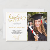 Faire-part Script élégant Photo College University Graduation (Devant)