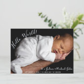 Faire-part Script Garçon Nouveau-né Statistiques Photo Collag (Debout devant)