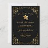 Faire-part Script Gold Ivy De Parents Graduation Noire (Devant)