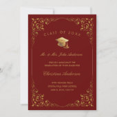 Faire-part Script Gold Ivy Des Parents Photo Red Graduation (Devant)