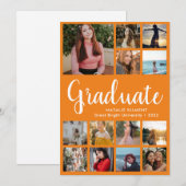 Faire-part Script Graduate 13 Photo Collage Orange Graduation (Devant / Derrière)