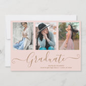 Faire-part Script Graduate 3 Photo Collage Pink Graduation (Devant)